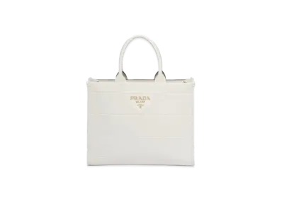 PRADA Small Leather Prada Symbole Bag with Topstitching "White"