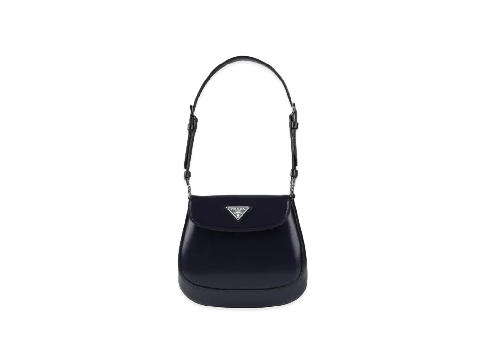 PRADA Cleo Brushed Leather Mini Bag with Flap "Blue"