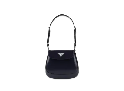 PRADA Cleo Brushed Leather Mini Bag with Flap "Blue"