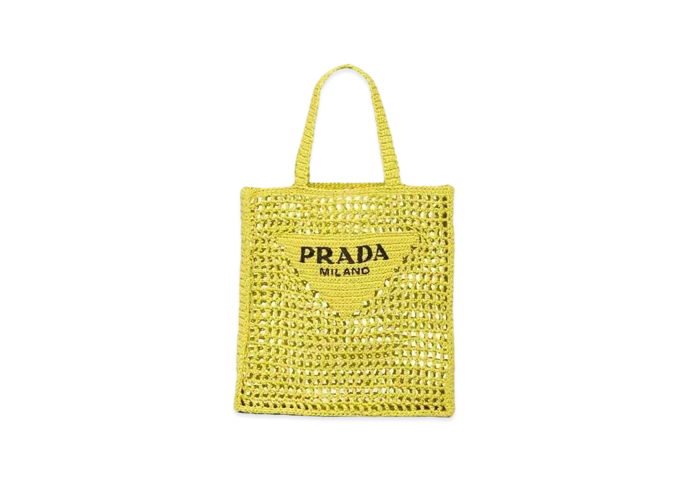 PRADA Raffia Tote Bag "Citron Green"