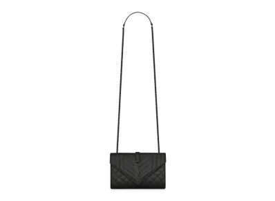 Saint Laurent Envelope Small Bag In Mix Matelasse Grain De Poudre Embossed Leather "Black"