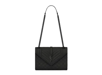 Saint Laurent Envelope Medium Bag In Mix Matelasse Grain De Poudre Embossed Leather "Black"