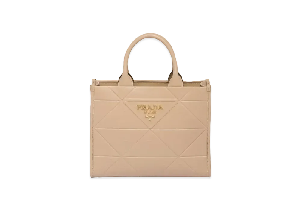 PRADA Small Leather Prada Symbole Bag with Topstitching "Sand Beige"