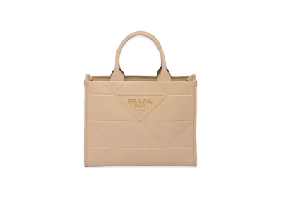 PRADA Small Leather Prada Symbole Bag with Topstitching "Sand Beige"