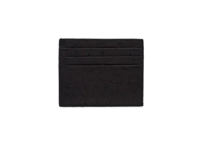 PRADA Ostrich Leather Card Holder "Black"