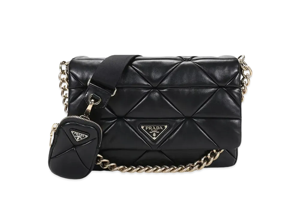 PRADA System Nappa Patchwork Shoulder Bag "Black"
