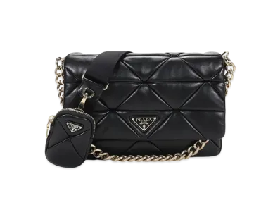 PRADA System Nappa Patchwork Shoulder Bag "Black"