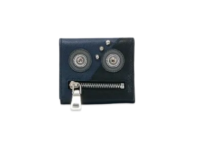 PRADA Saffiano Leather Robot Compact Wallet "Baltico Navy"