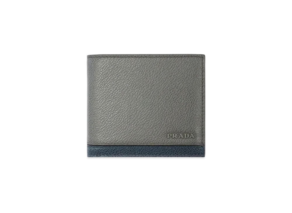 PRADA Portaf Orizzontale VIT Micro Grain "Gray/Navy"