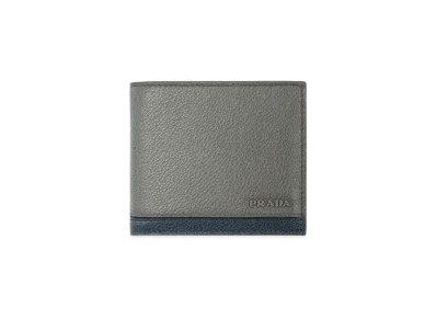 PRADA Portaf Orizzontale VIT Micro Grain "Gray/Navy"