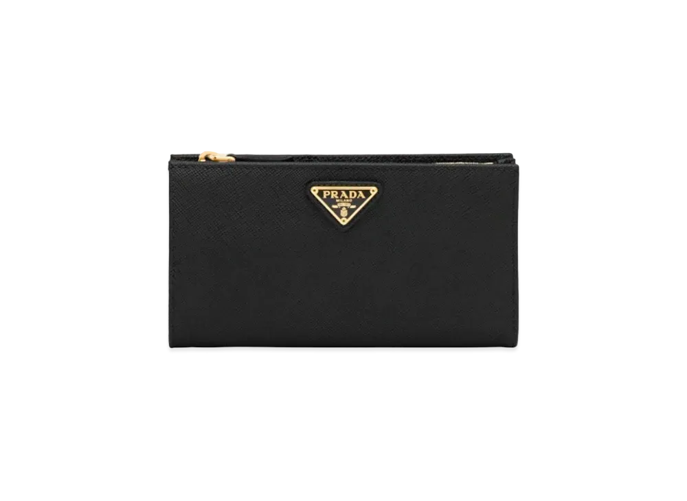 PRADA Large Saffiano Leather Wallet "Black"