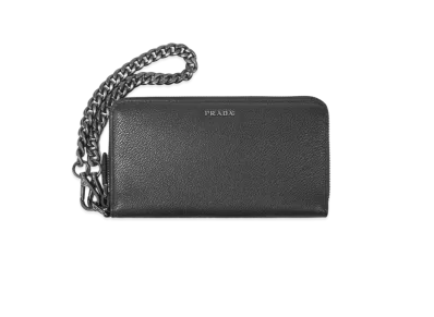 PRADA Portafoglio Lampo VIT MicroI Grain "Black/Gray"