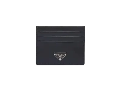 PRADA Brushed Leather Card Holder "Black"