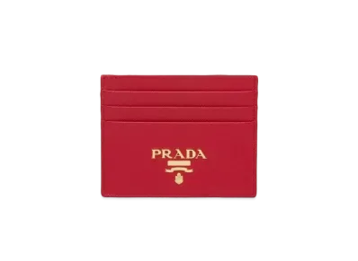 PRADA Saffiano Leather Card Holder "Fiery Red"