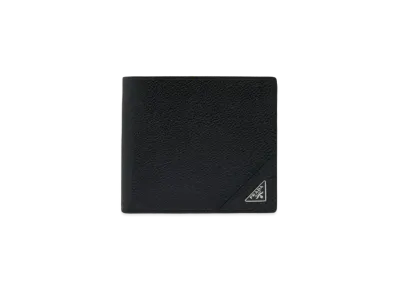PRADA Vitello Micro Grain Leather Wallet "Black"