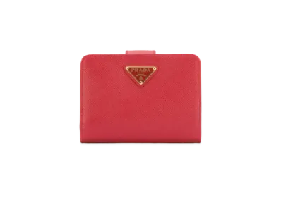PRADA Saffiano Triangle Wallet "Fiery Red"