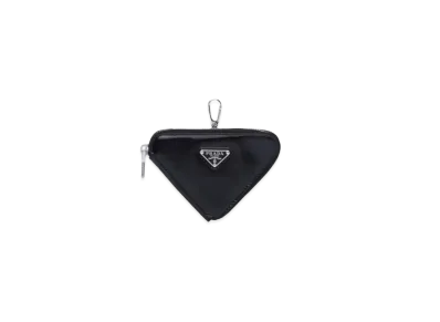 PRADA Brushed Leather Triangle Mini Pouch "Black"