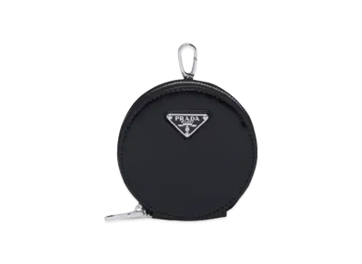 PRADA Brushed Leather Round Mini Pouch "Black"