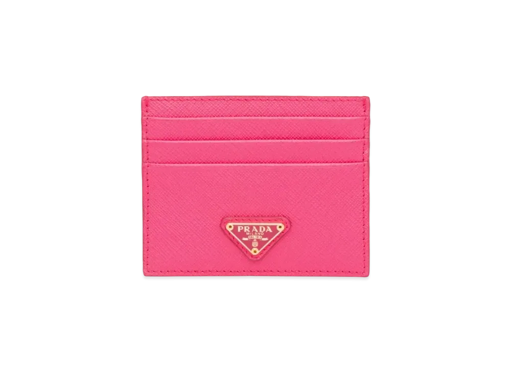 PRADA Saffiano Leather Card Holder "Magenta"