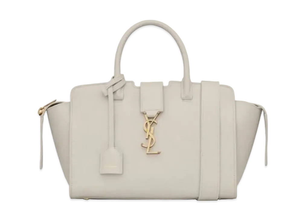 Saint Laurent Downtown Baby Tote In Grained Leather "Vintage White"