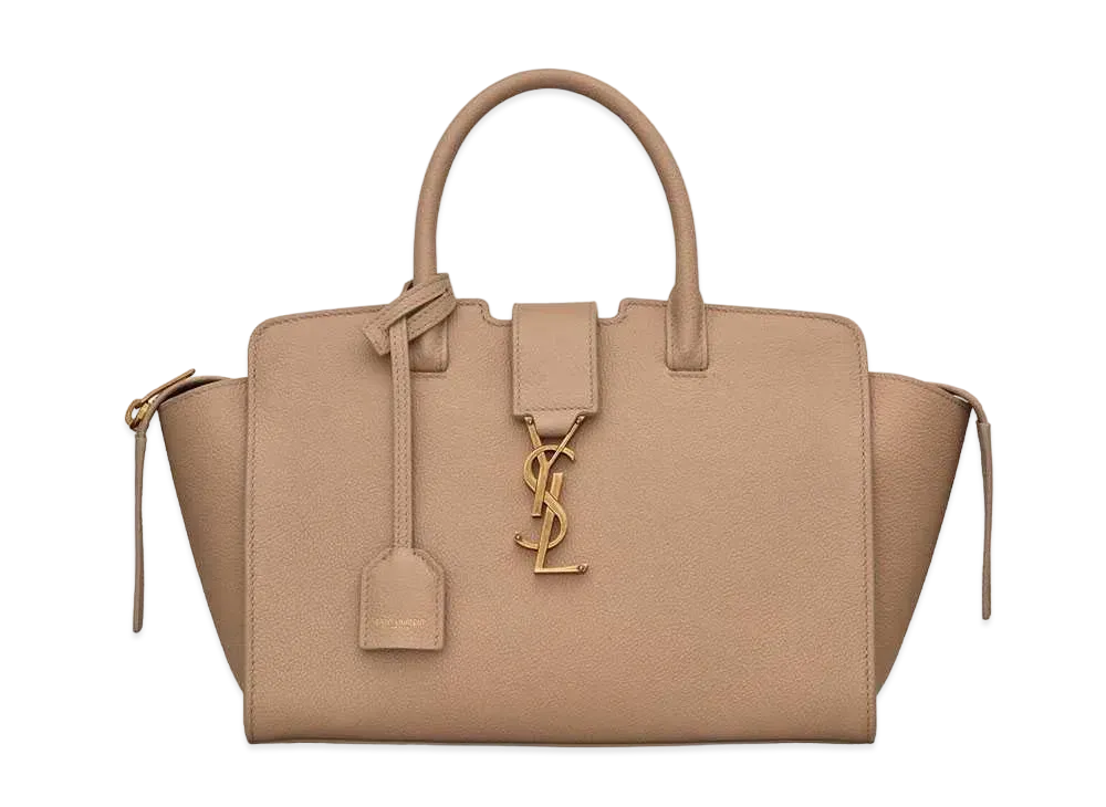 Saint Laurent Downtown Baby Tote In Grained Leather "Dark Beige"