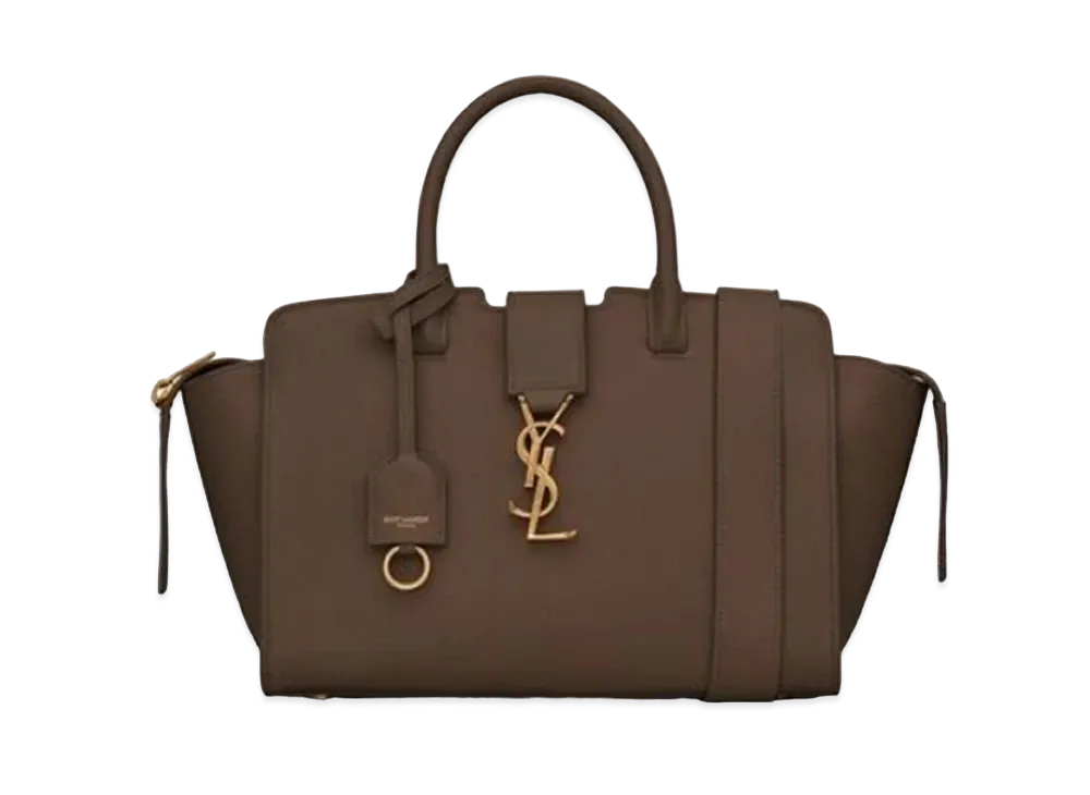 Saint Laurent Downtown Baby Shopping Bag In Grained Leather "Dark Pecan"