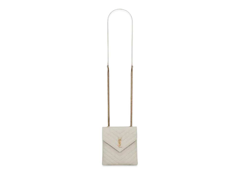 Saint Laurent Double Flap Bag In Quilted Lambskin "Vintage White"