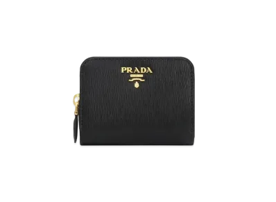 PRADA Vitello Move Leather Coin Purse "Black"
