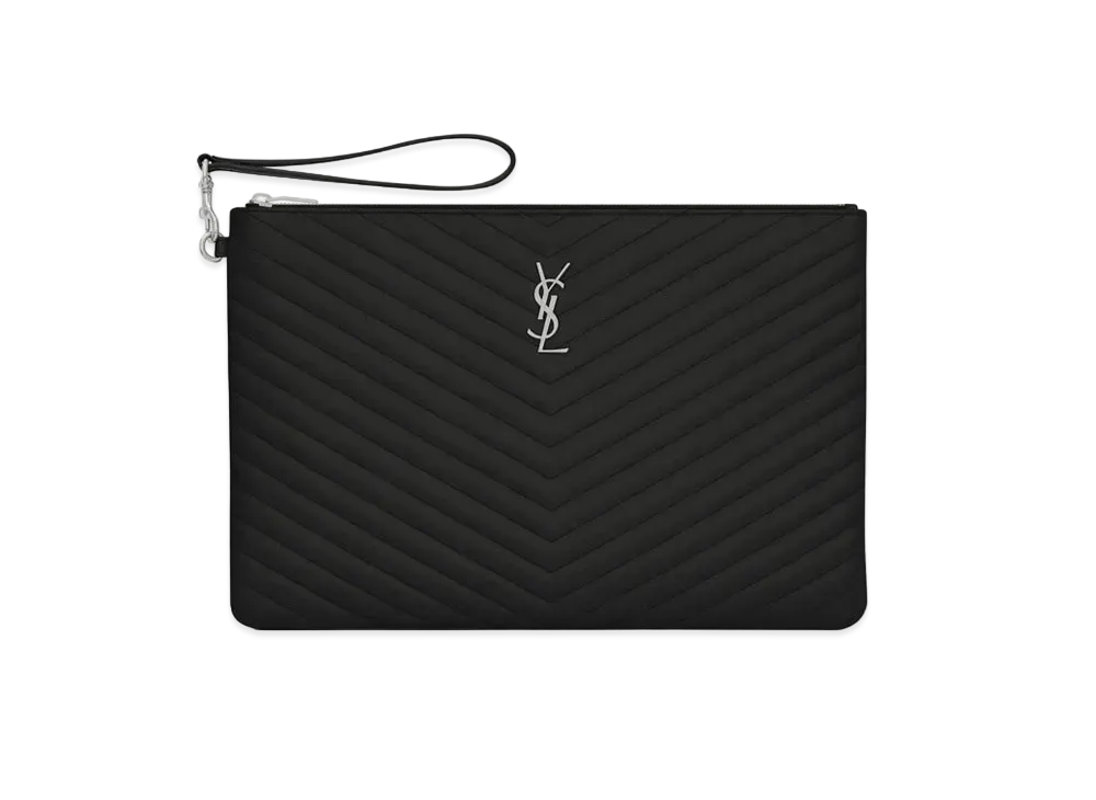 Saint Laurent Document Holder In Quilted Leather "Black"