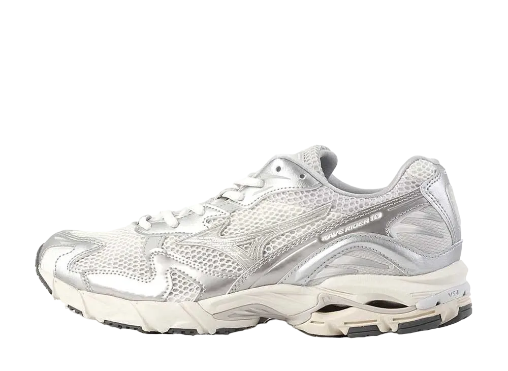 ミズノ ウェーブライダー10 "ホワイト/ベージュ/シルバー"