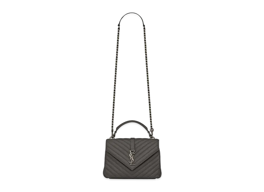Saint Laurent College Medium In Quilted Leather "Asphalt Grey"
