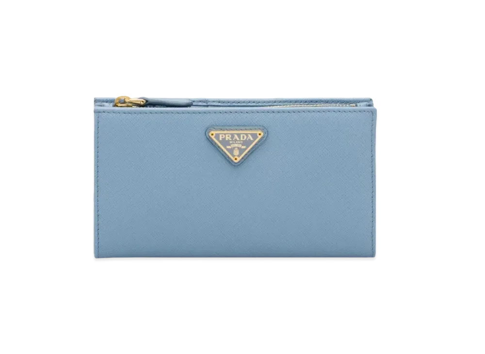 PRADA Large Saffiano Leather Wallet "Astral Blue"