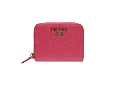 PRADA Saffiano Leather Coin Purse "Peony Pink"