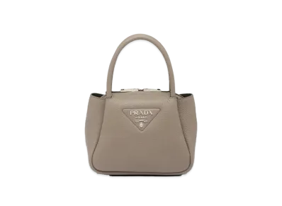 PRADA Leather Mini Handbag "Clay Grey"