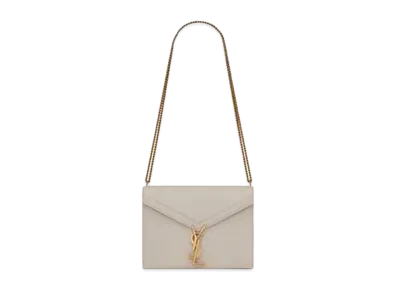 Saint Laurent Cassandra Monogram Clasp Bag In Grain De Poudre Embossed Leather "Vintage White"