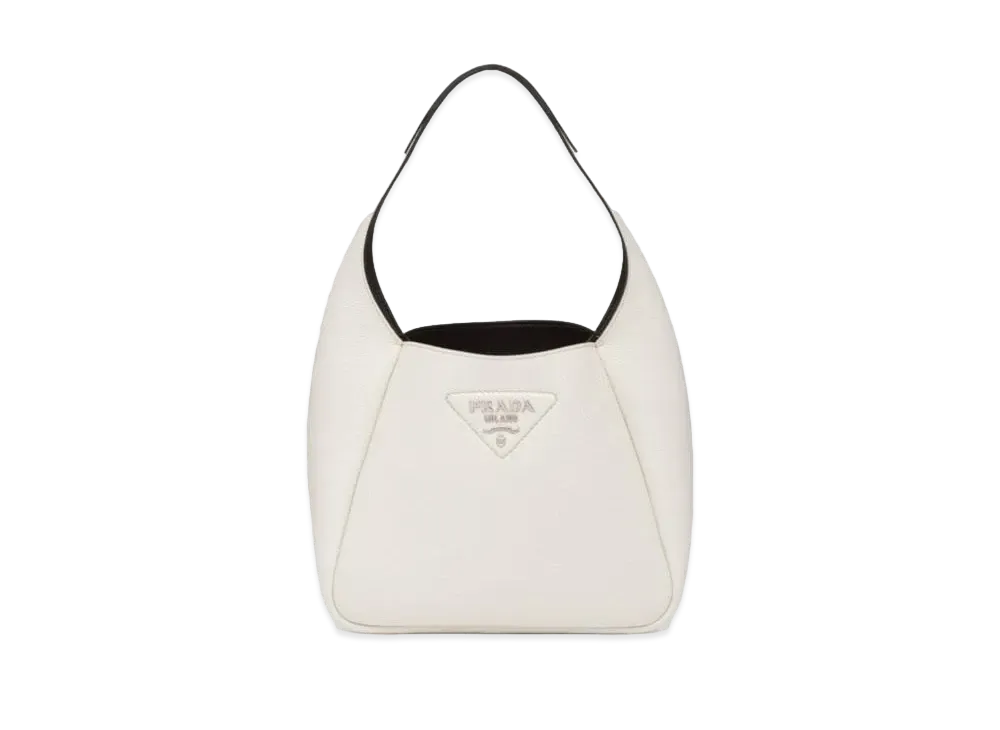 PRADA Leather Handbag "Chalk White/Black"