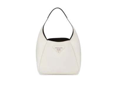 PRADA Leather Handbag "Chalk White/Black"