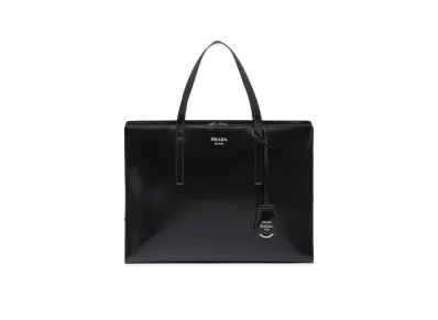 PRADA Re Edition 1995 Brushed Leather Large Handbag Black