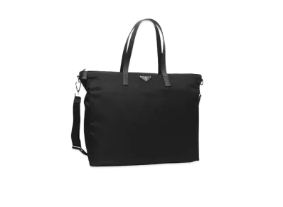 PRADA Re Nylon and Saffiano Leather Tote Bag "Black"