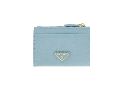 PRADA Saffiano Leather Card Holder "Light Blue"