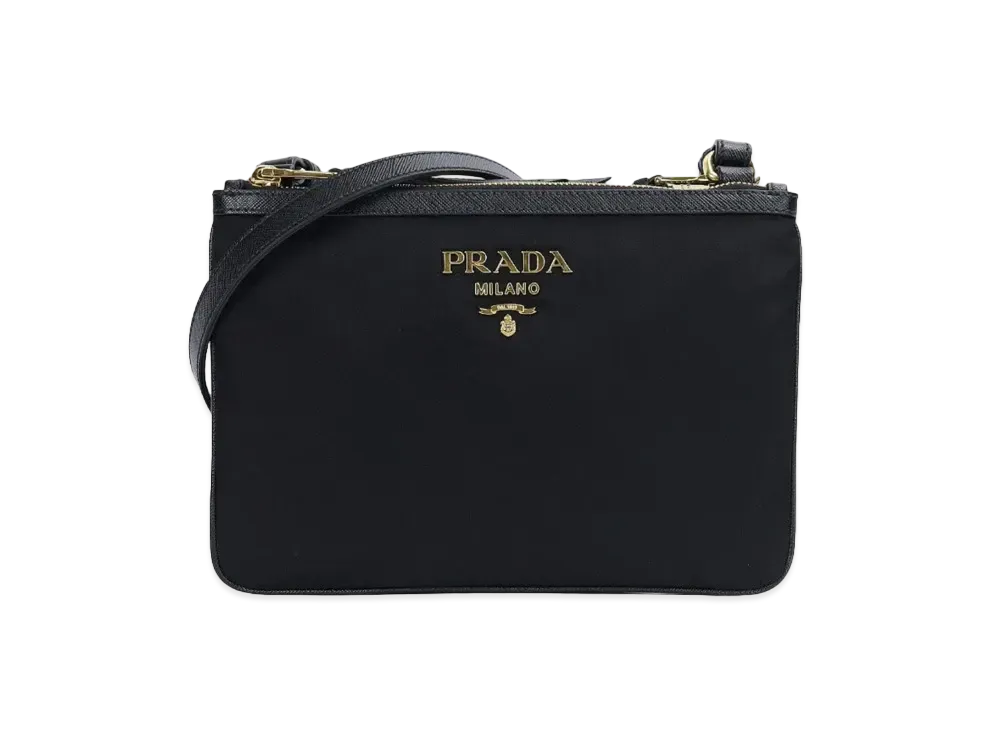 PRADA Nylon Double Zipped Crossbody Bag "Black"