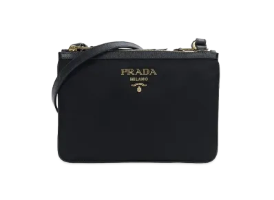 PRADA Nylon Double Zipped Crossbody Bag "Black"