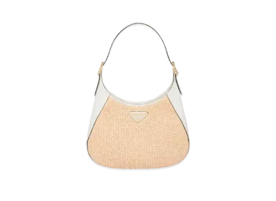 PRADA Fabric Leather Shoulder Bag "Beige/White"