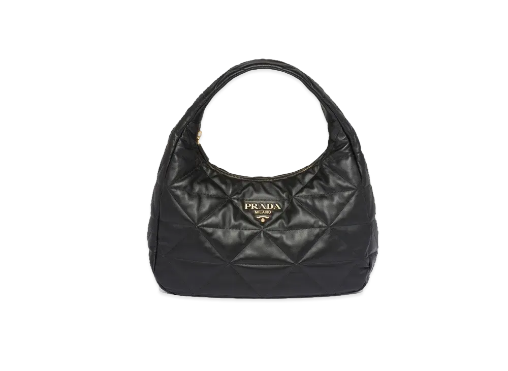 PRADA Large Topstitched Nappa Leather Bag "Black"