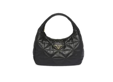 PRADA Large Topstitched Nappa Leather Bag "Black"
