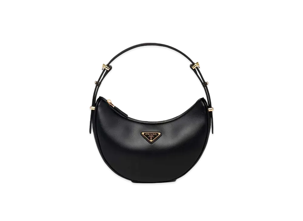 PRADA Arque Leather Shoulder Bag "Black"