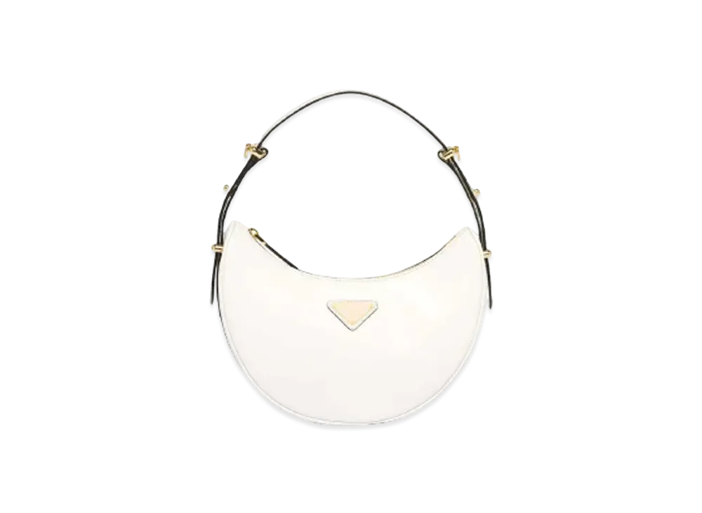 PRADA Arque Leather Shoulder Bag "White"