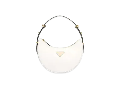 PRADA Arque Leather Shoulder Bag "White"