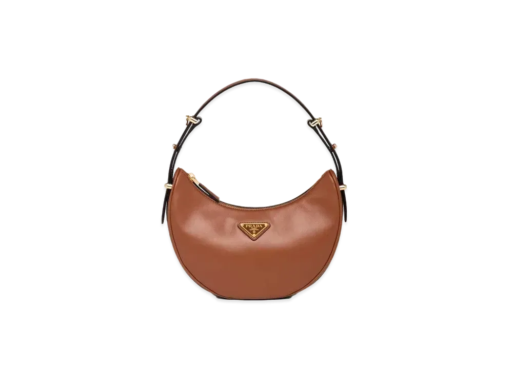 PRADA Arque Leather Shoulder Bag "Cognac"