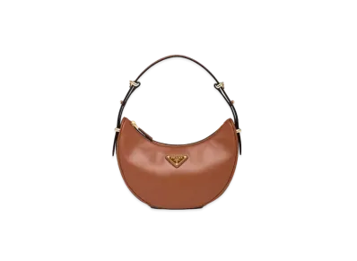 PRADA Arque Leather Shoulder Bag "Cognac"
